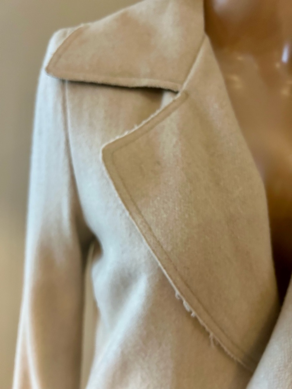 Cream Lightweight Spring/Fall Wool Coat - Picture 3 of 8